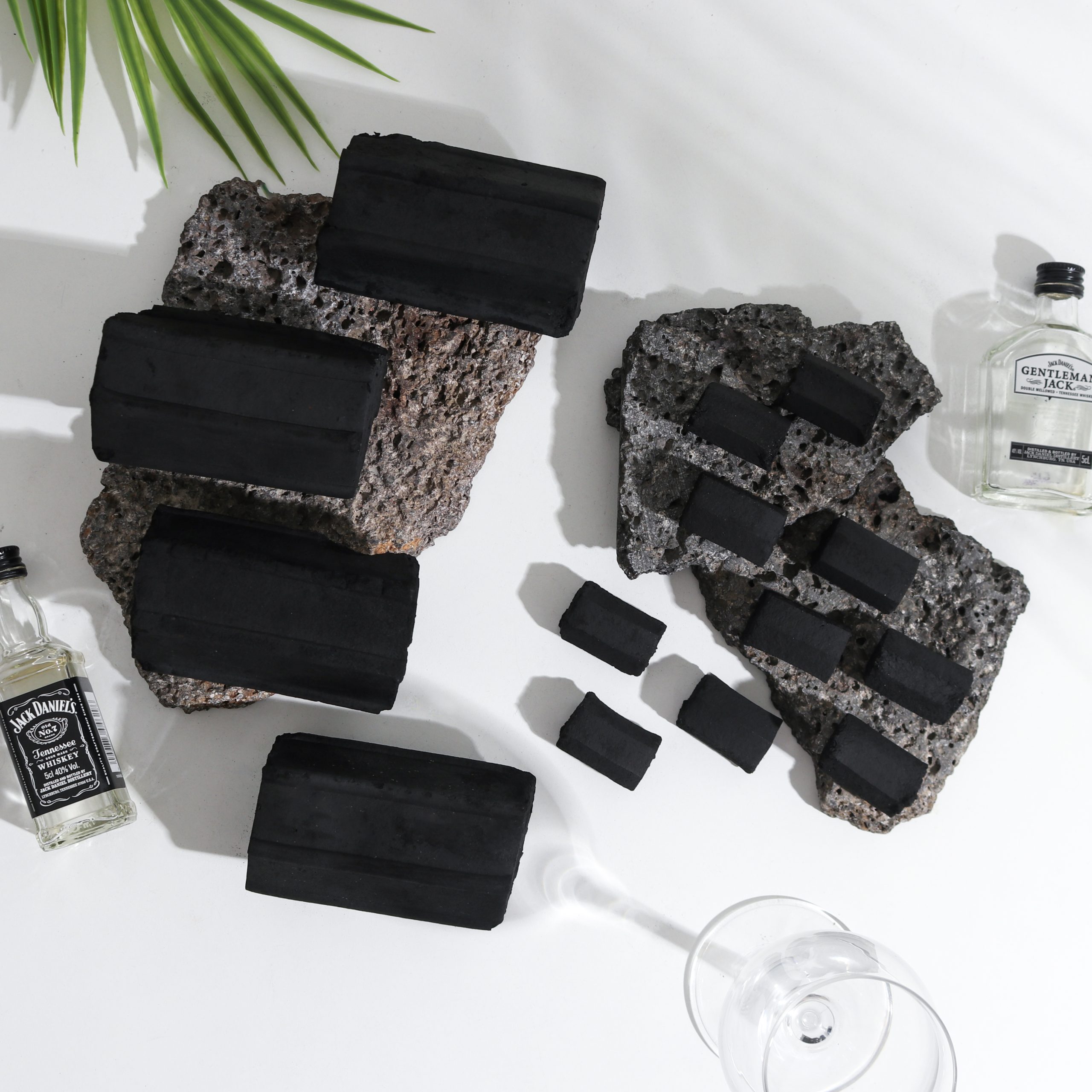 charcoal in many shapes